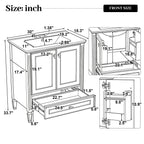 30" Bathroom Vanity with Sink, Freestanding Vanity with Storage
