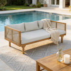 Outdoor Patio Sofa with Acacia Wood and Rope Design