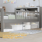 Twin Size Bed with Headboard Storage Rack and Under-Bed Drawers