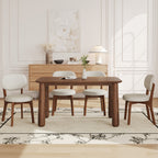 63" Solid Wood Dining Table Set with 4 Upholstered Chairs