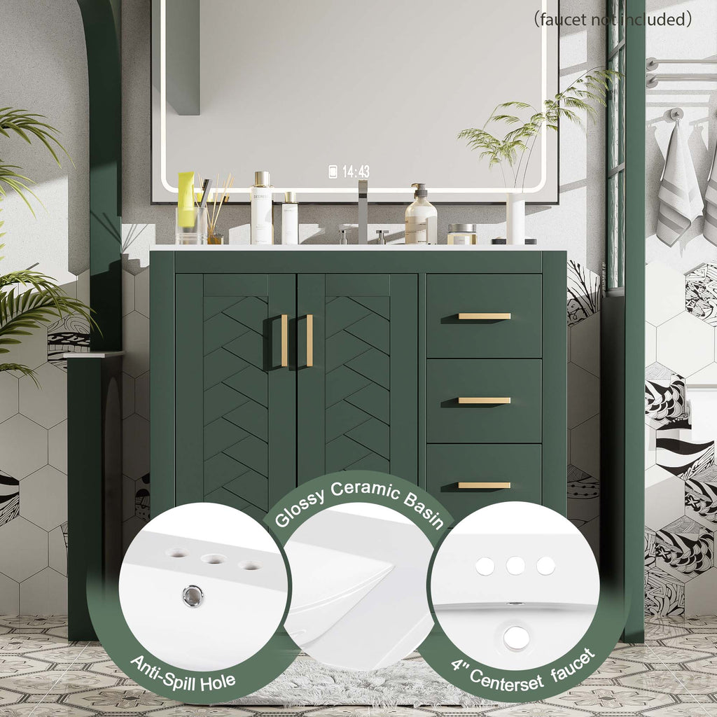 36'' Bathroom Vanity with Ceramic Sink Combo