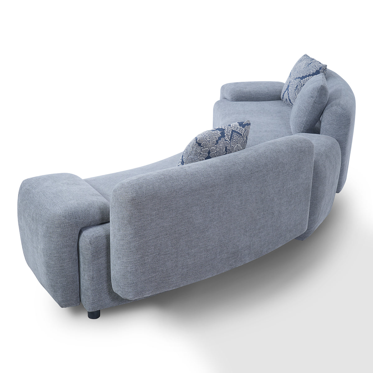 122-Inch Grey Curved Sofa, 4-Seat, Medium-Soft Fabric