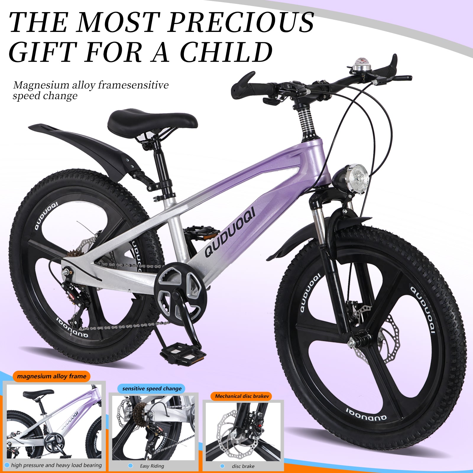 FKZNPJ 20 Inch Kids Mountain Bike, 7-Speed Youth Bicycle