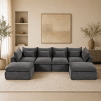 129.8" Width Cloud Couch Oversized Modular Sectional Sofa