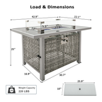 K&K 43" Propane Gas Fire Pit Table