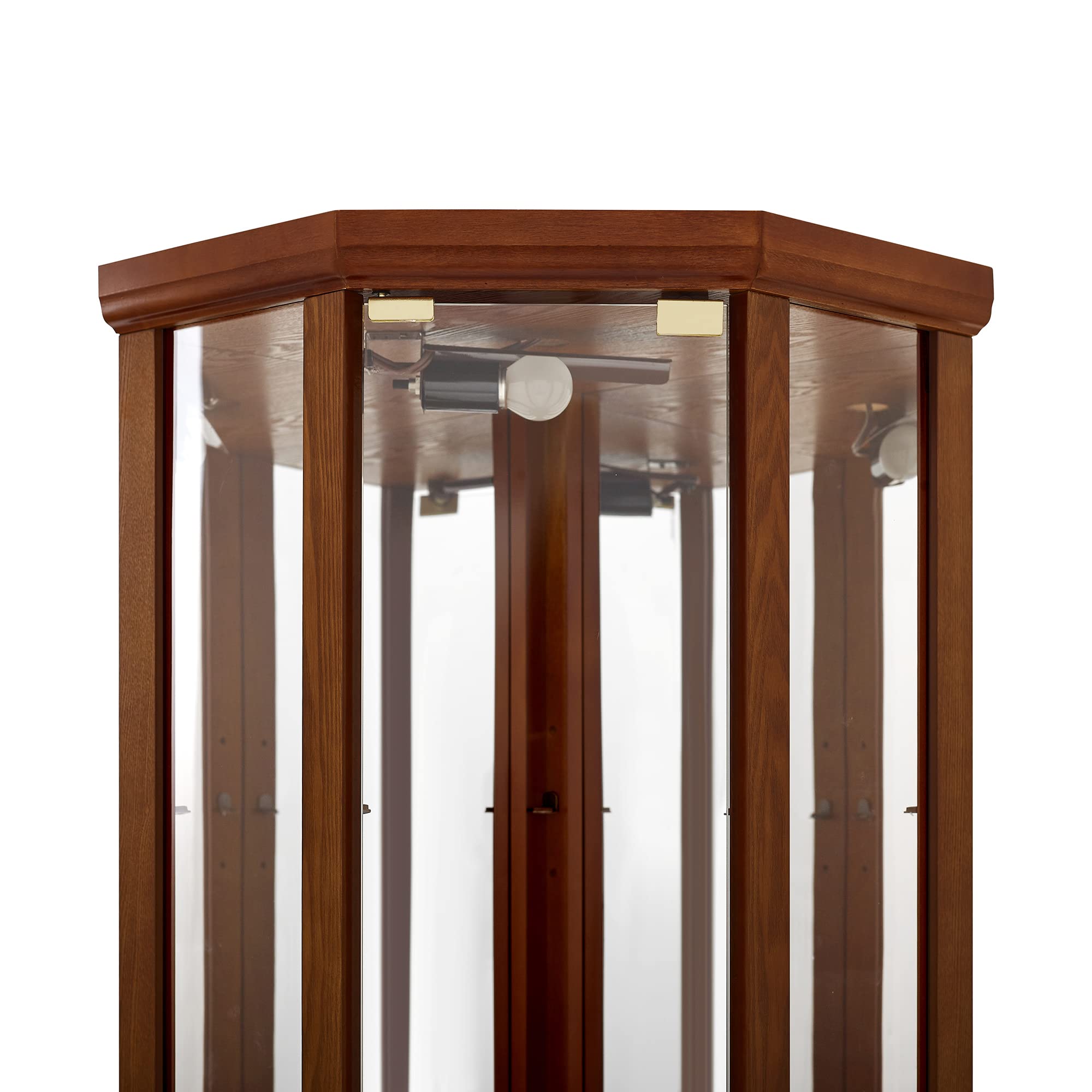 6 Shelf Lighted Corner Curio Cabinet with Adjustable Tempered Glass Shelves