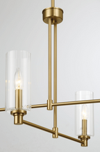 Enigma Four Lights Chandelier With Clear Ribbed Glass - Satin