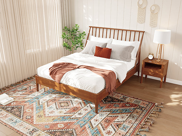 Solid Bamboo Wood Spindle Platform King Bed
