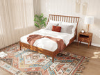 Solid Bamboo Wood Spindle Platform King Bed