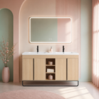 60" Freestanding Bathroom Vanity With Resin Double Sink