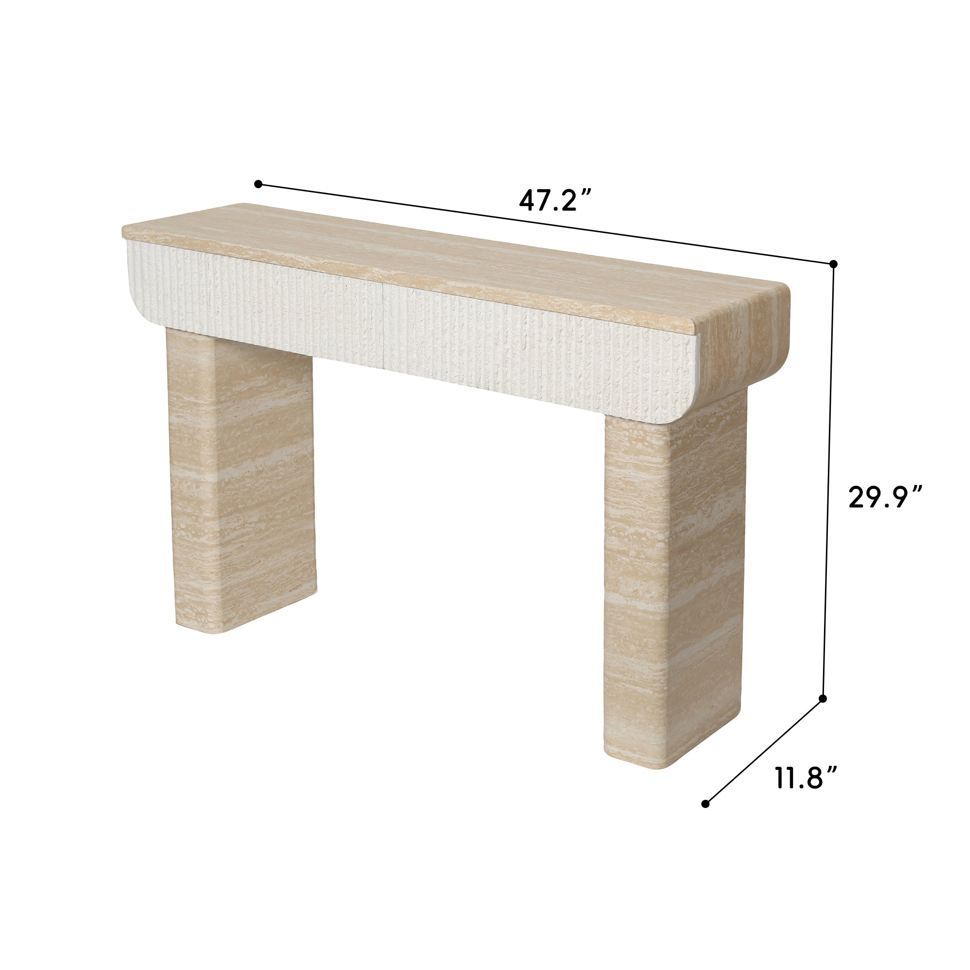 Entryway Table With Two Hidden Handle Drawers