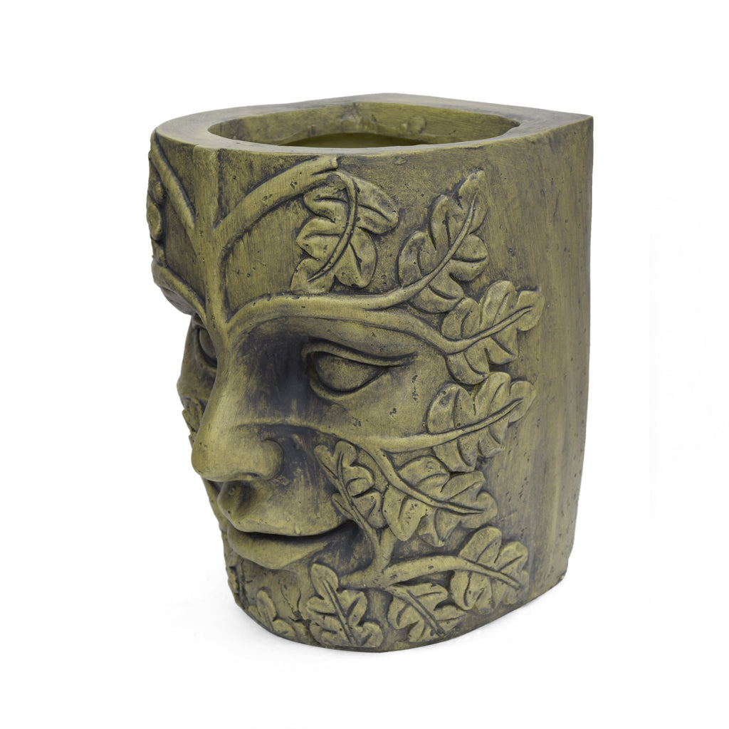 MGO Garden Urn Planter Antique Green Outdoor Patio Flower Pot Cast Stone 14.25"