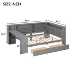 Wood Full Size Platform Bed with Storage Shelves and Charging Station