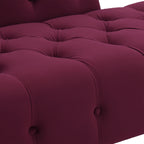 Samuel Tufted Roll Arm Chaise Lounge in Burgundy Velvet
