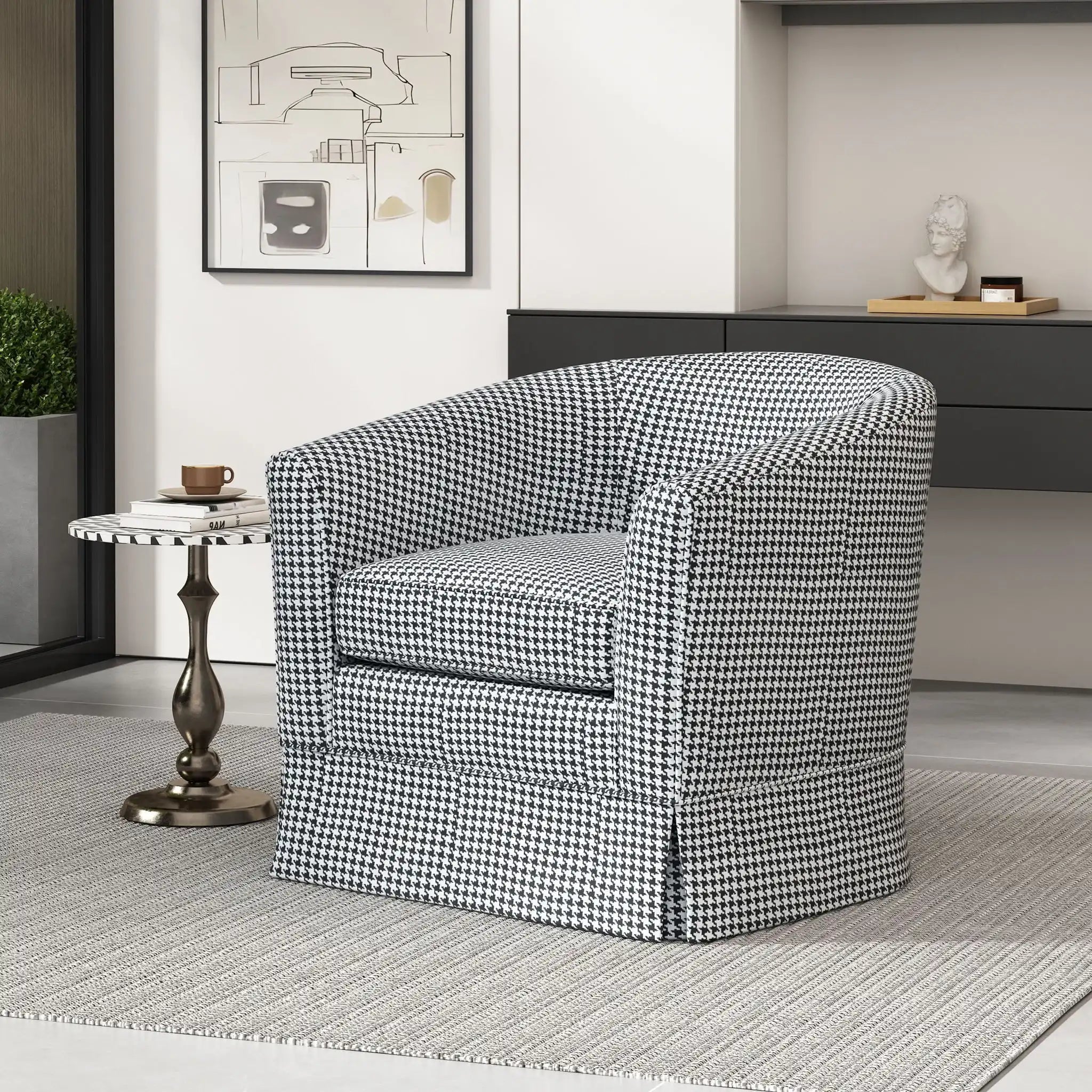 Zeniqua Upholstered Swivel Chair With Loose Cover