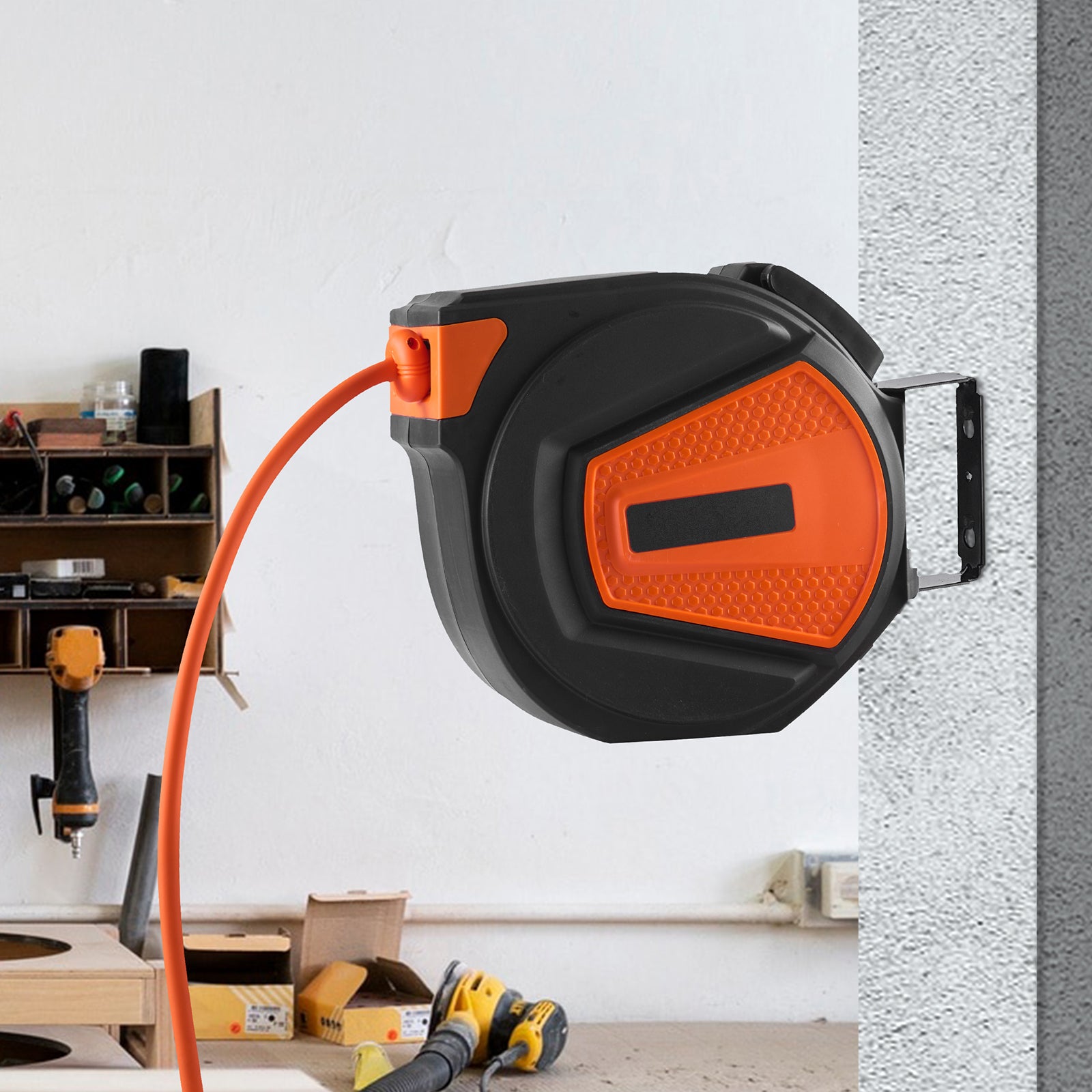 Retractable Air Hose Reel with 50 FT Hybrid Hose