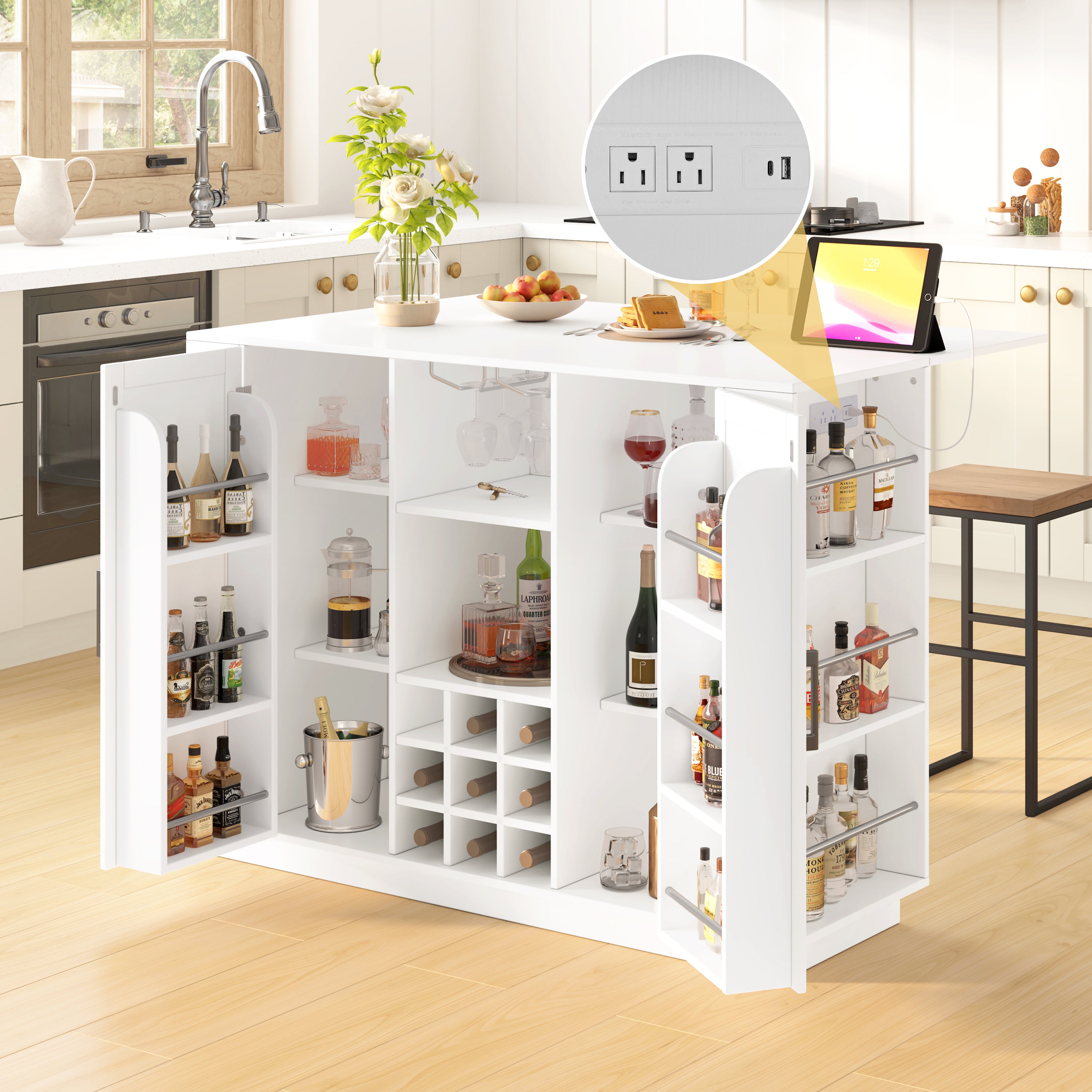 U-Style 47.2" Counter Height Table with Foldable Top