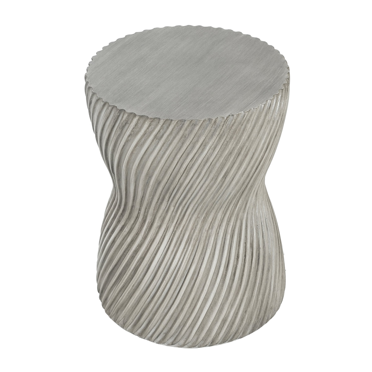 Outdoor MGO Concrete Hourglass Side Table with Spiral Pattern