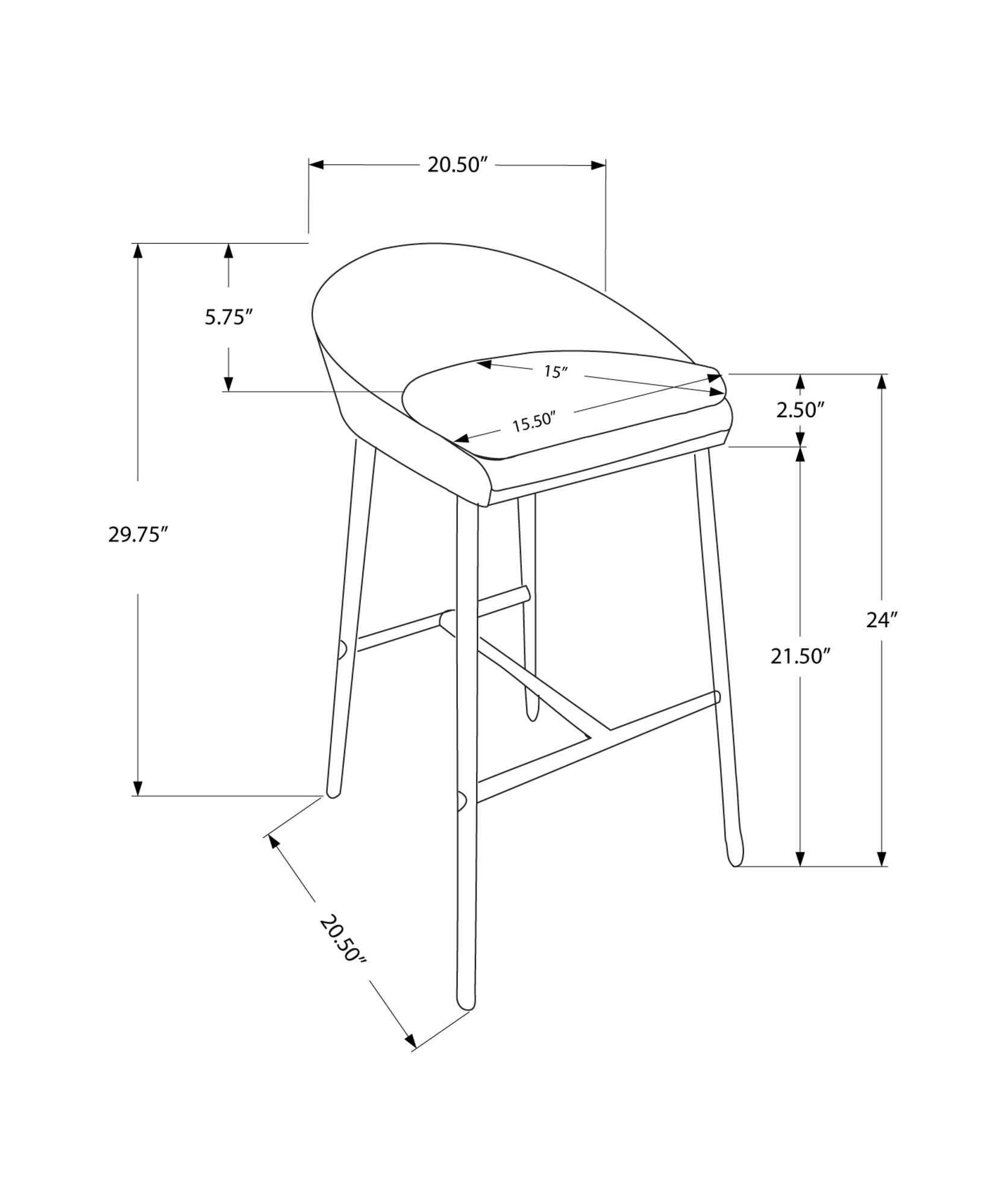 Bar Stool Set Of 2 - Counter Height Kitchen Seating