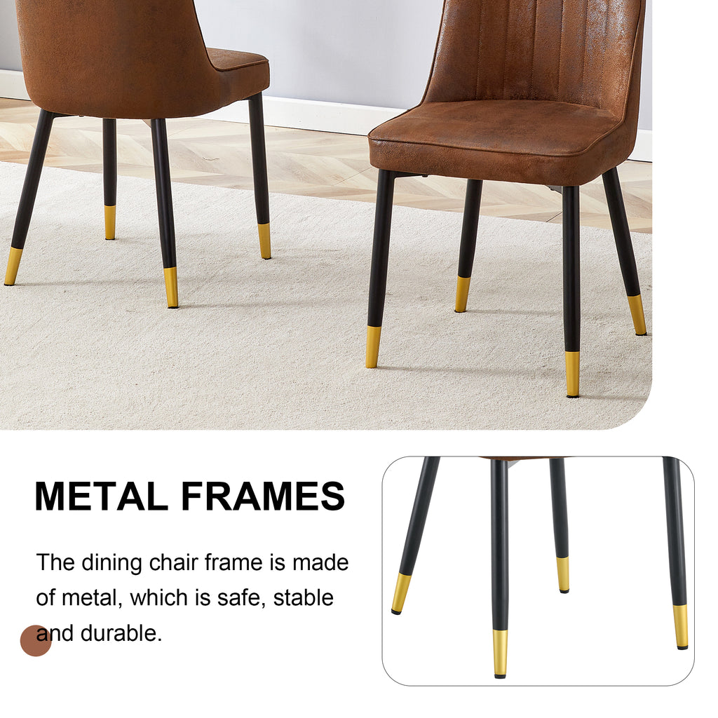 Brown Suede-like Velvet Dining Chair Set (Two-Pack)