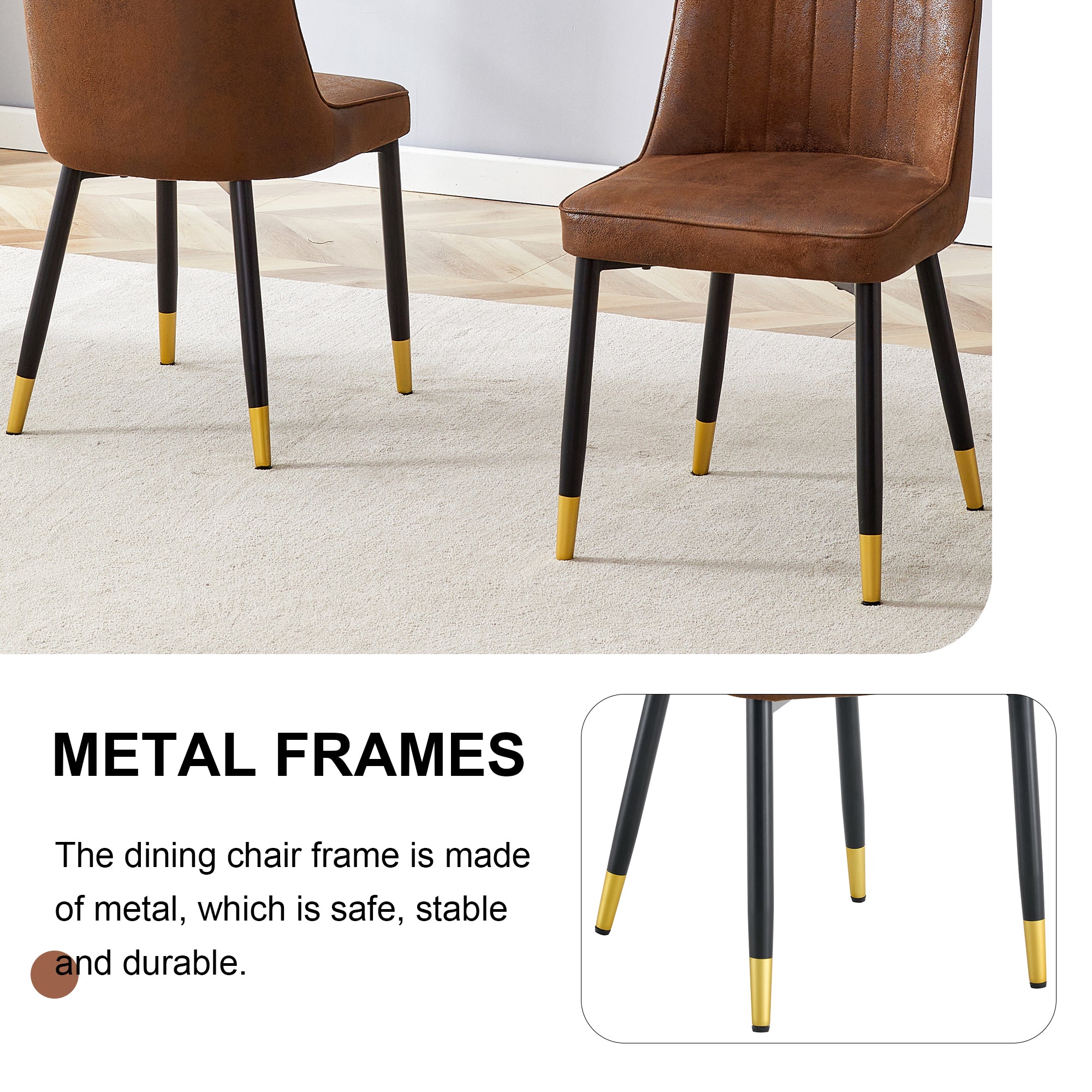 Brown Suede-like Velvet Dining Chair Set (Two-Pack)