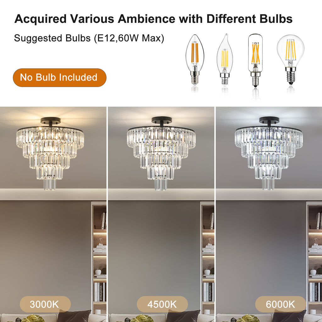 20" Black Crystal Chandelier