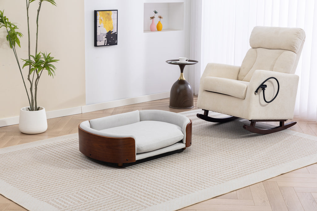 Scandinavian Style Elevated Dog Bed Pet Sofa With Solid Wood Legs
