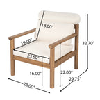 28" Mid-Century Modern Acacia Wood Outdoor Patio Chair