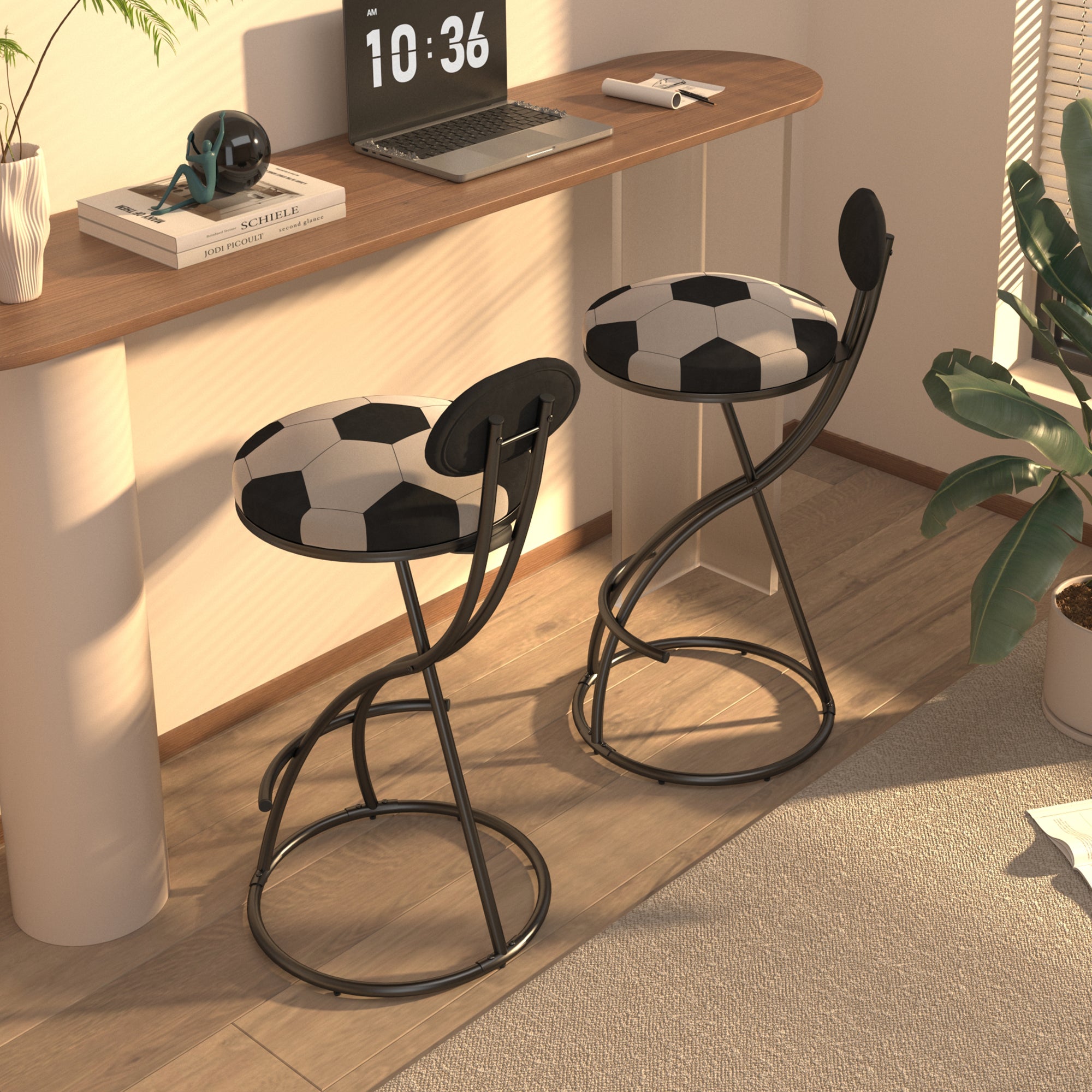Upholstered S-Shaped Barstools Set of 2