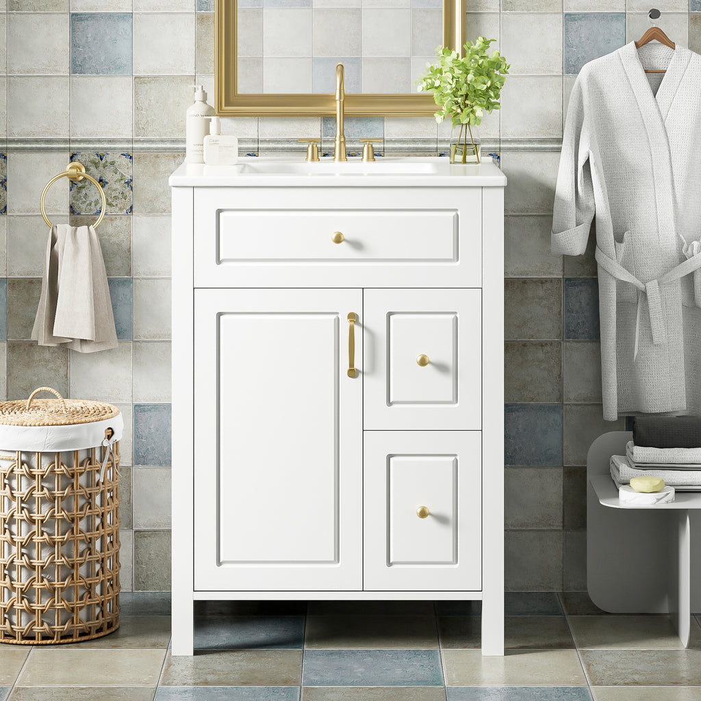 24-Inch Bathroom Vanity with Ceramic Sink