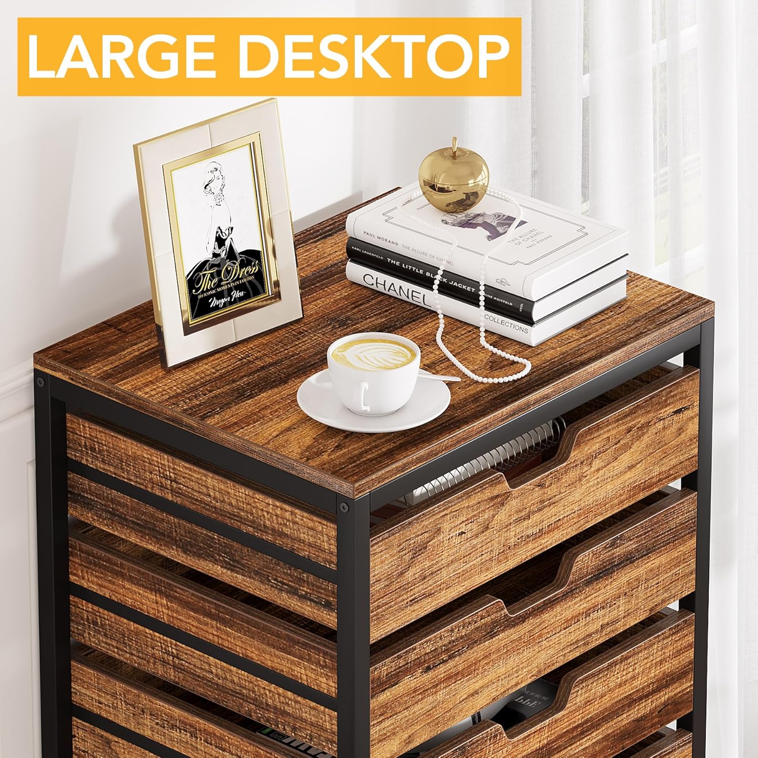 7-Drawer Storage Dresser Cabinet with Wheels