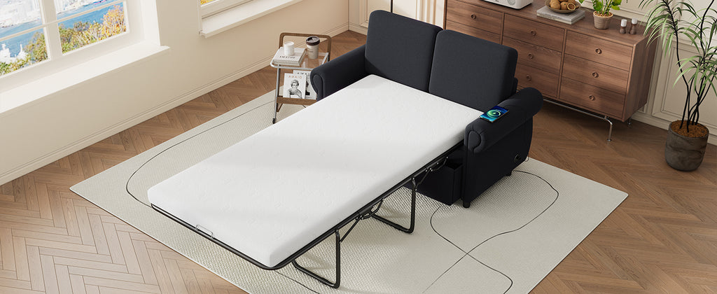 Orisfur Pull Out Sofa Bed Loveseat with Twin Size Memory Mattress