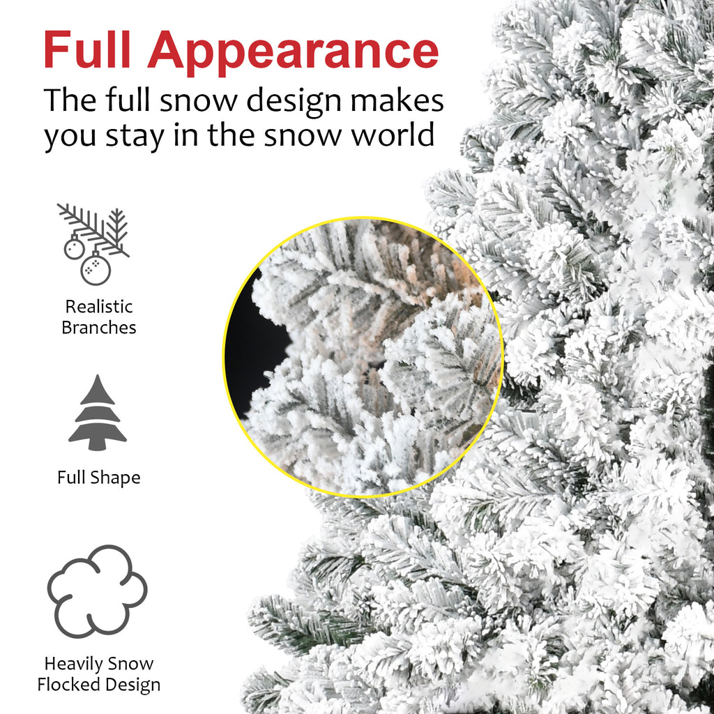 4FT Flocked Christmas Tree - Snowy PVC Artificial Holiday Tree