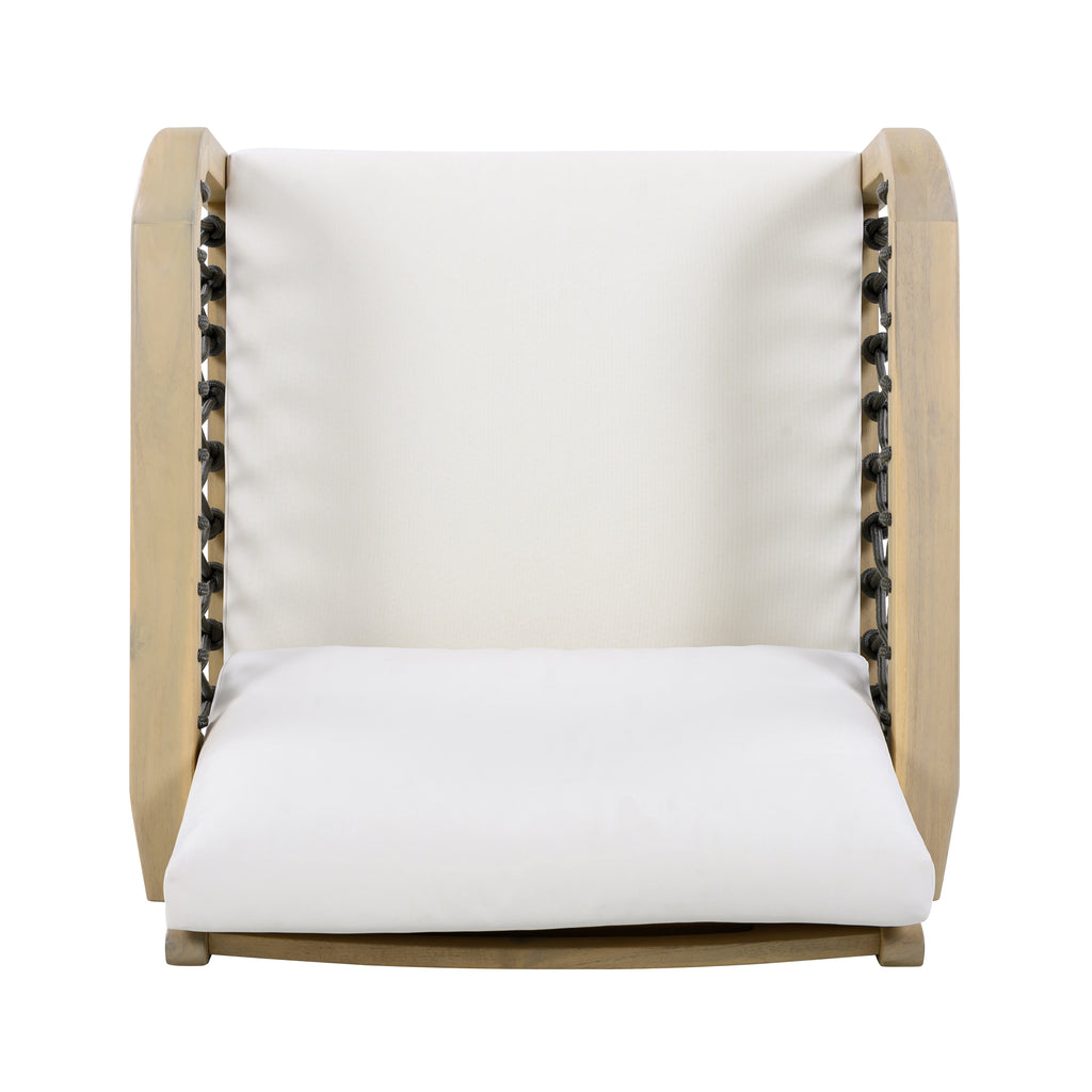 Outdoor Acacia Wood Club Chair with Handwoven Rope (Set of 2)