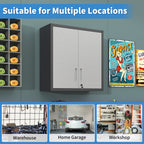 Metal Wall-Mounted Tool Storage Cabinet with Locking Door