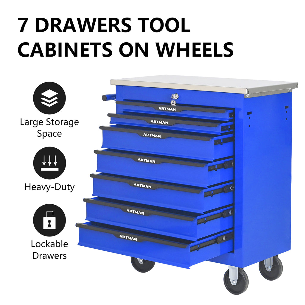 7 Drawers Multifunctional Tool Cart with Wheels