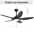 48 Inch Ceiling Fan with Dimmable LED Light and Remote Control