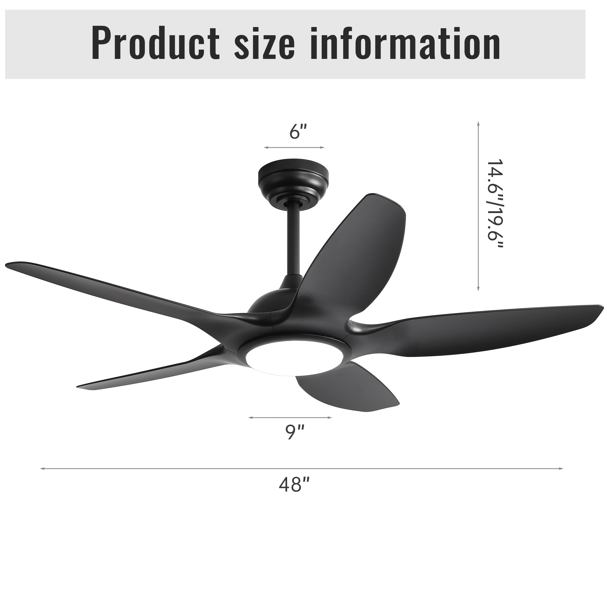 48 Inch Ceiling Fan with Dimmable LED Light and Remote Control