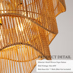 Handwoven Paper Rattan Boho Chandelier with Adjustable Height