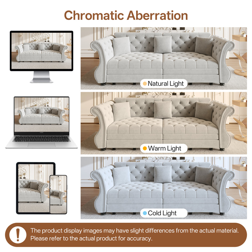 97.6" Oversized Chesterfield Pull Out Sofa Bed