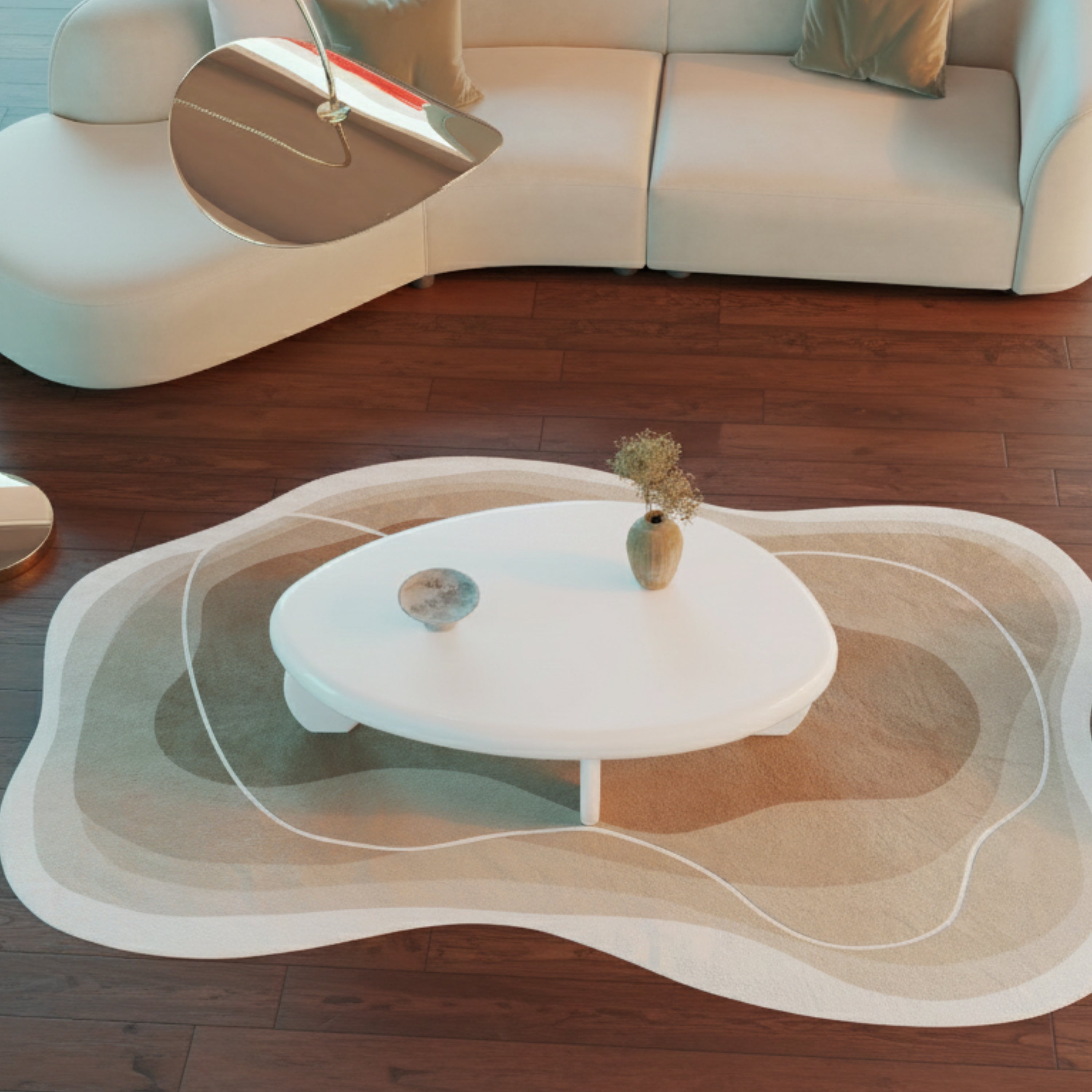 46" x 29" x 12" Modern Cobblestone Coffee Table - High Gloss