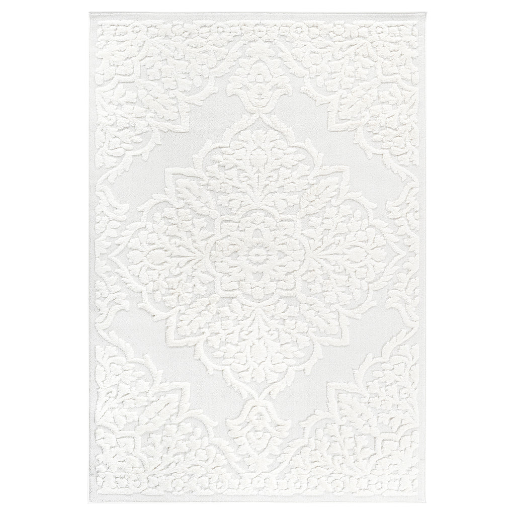 Step Collection High-Low Medallion Cream/Cream Indoor Area Rug