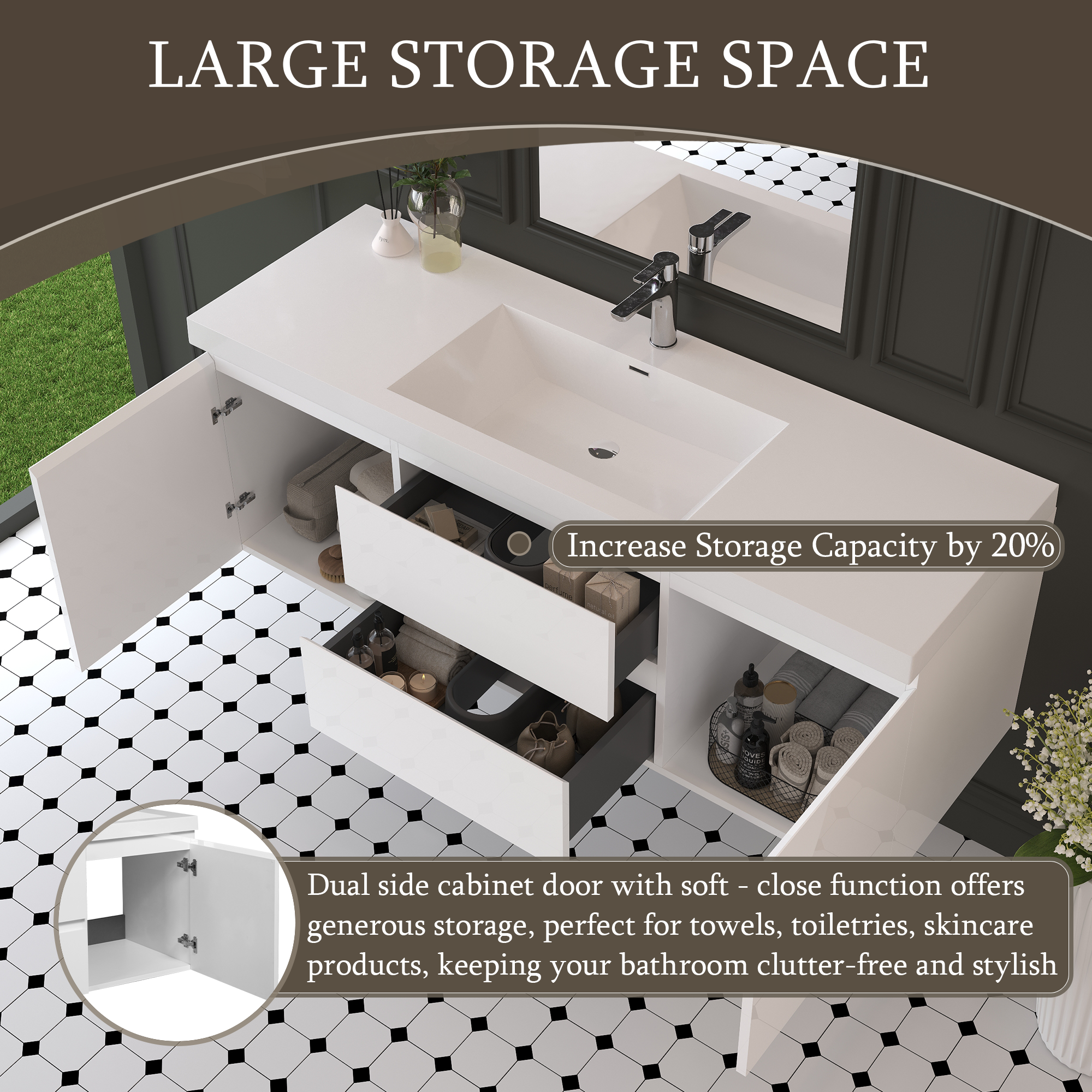 60" Floating Bathroom Vanity with Sink