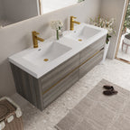 60" Wall-Mounted Bathroom Vanity with Double Sinks