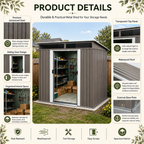 6ft x 5ft Sloped Roof Metal Shed with Transparent Top Panels