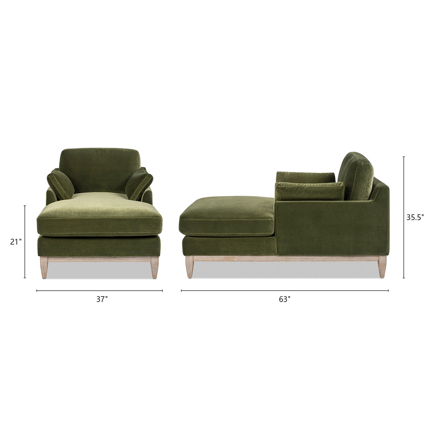 Pasadena Modern Farmhouse Chaise Lounge Chair, Olive