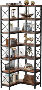 79.53" Tall 7-Tier Large Corner Bookshelf