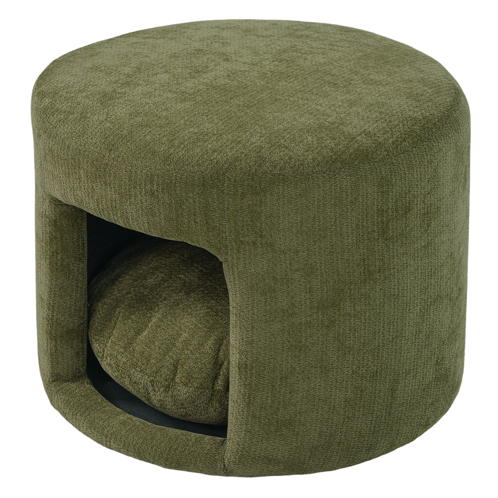 Green Pet Friendly Ottoman with Removable Pet Cushion