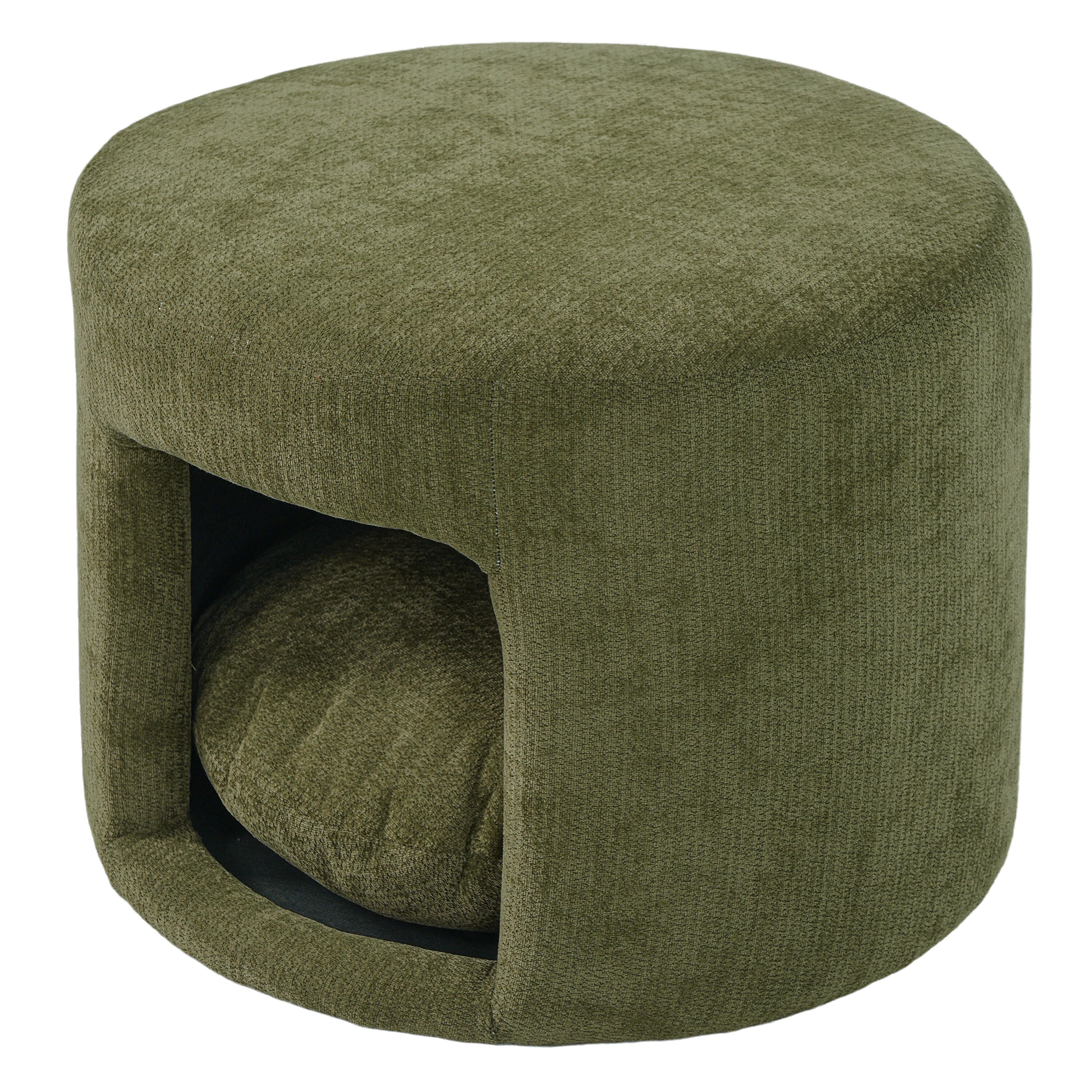 Green Pet Friendly Ottoman with Removable Pet Cushion