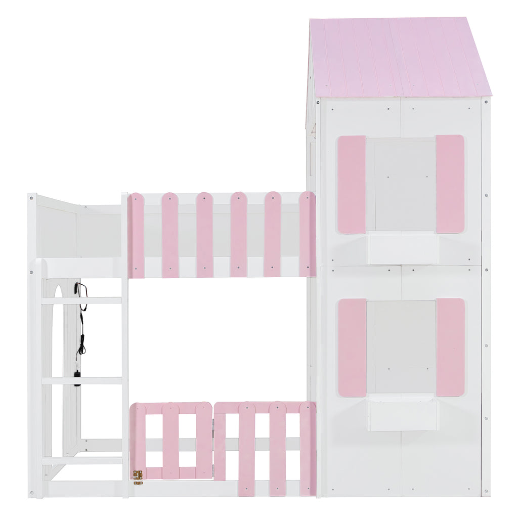 Full Over Full House Bunk Bed Space-Saving Bedroom Furniture